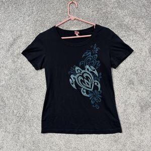 Island Girl Tee Shirt Womens XL Blue Turtle Graphic Surf Beach Tourist Coastal